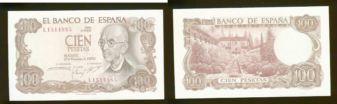 Spain 100 pesetas 1970 New